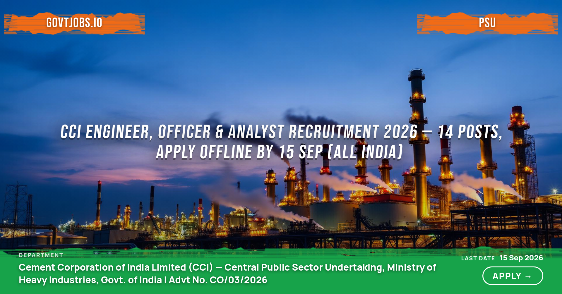 CCI Engineer, Officer & Analyst Recruitment 2026 — 14 Posts, Apply Offline by 15 Sep (All India)