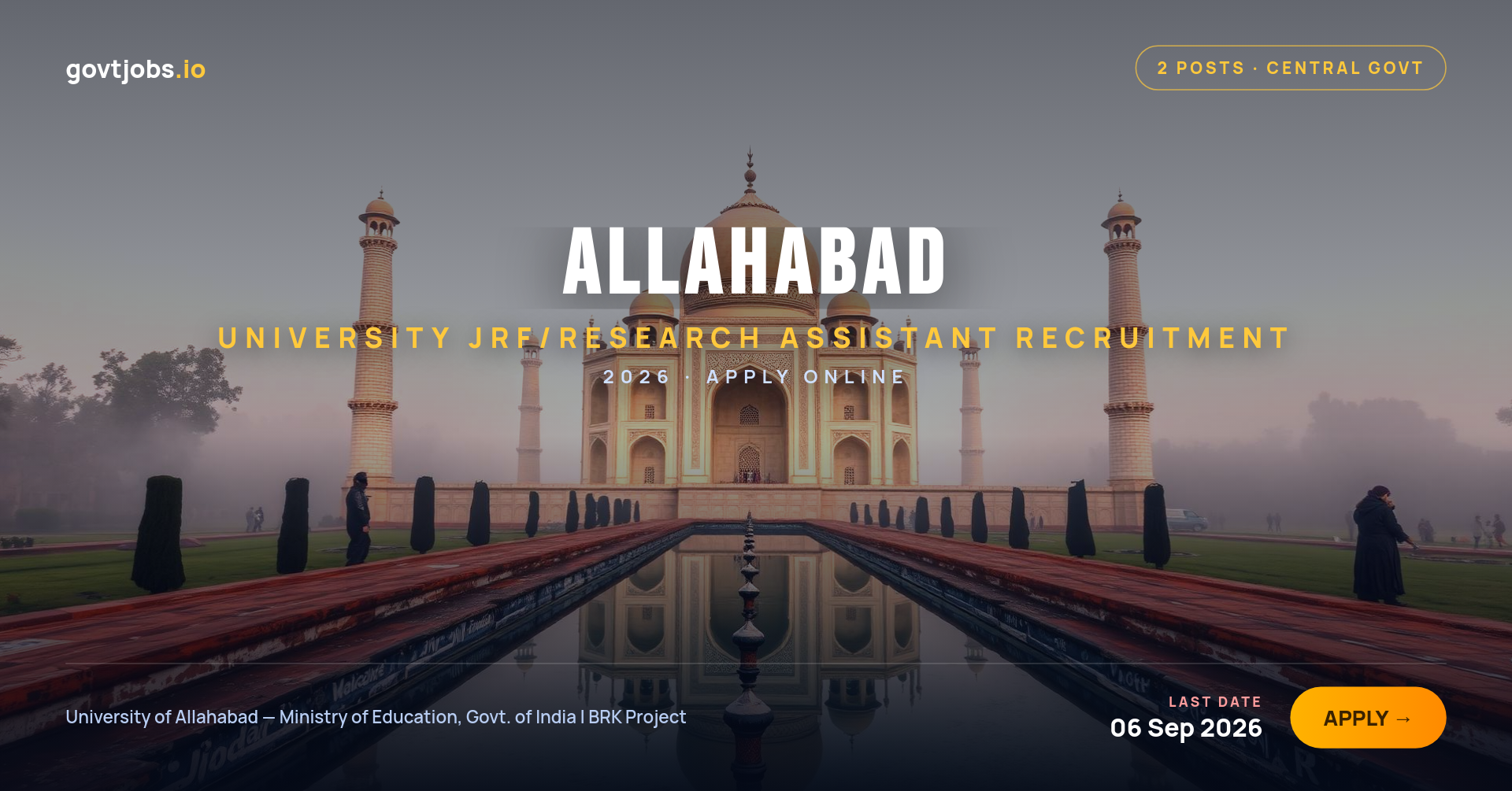 Allahabad University JRF/Research Assistant Recruitment 2026 (Cognitive Science)