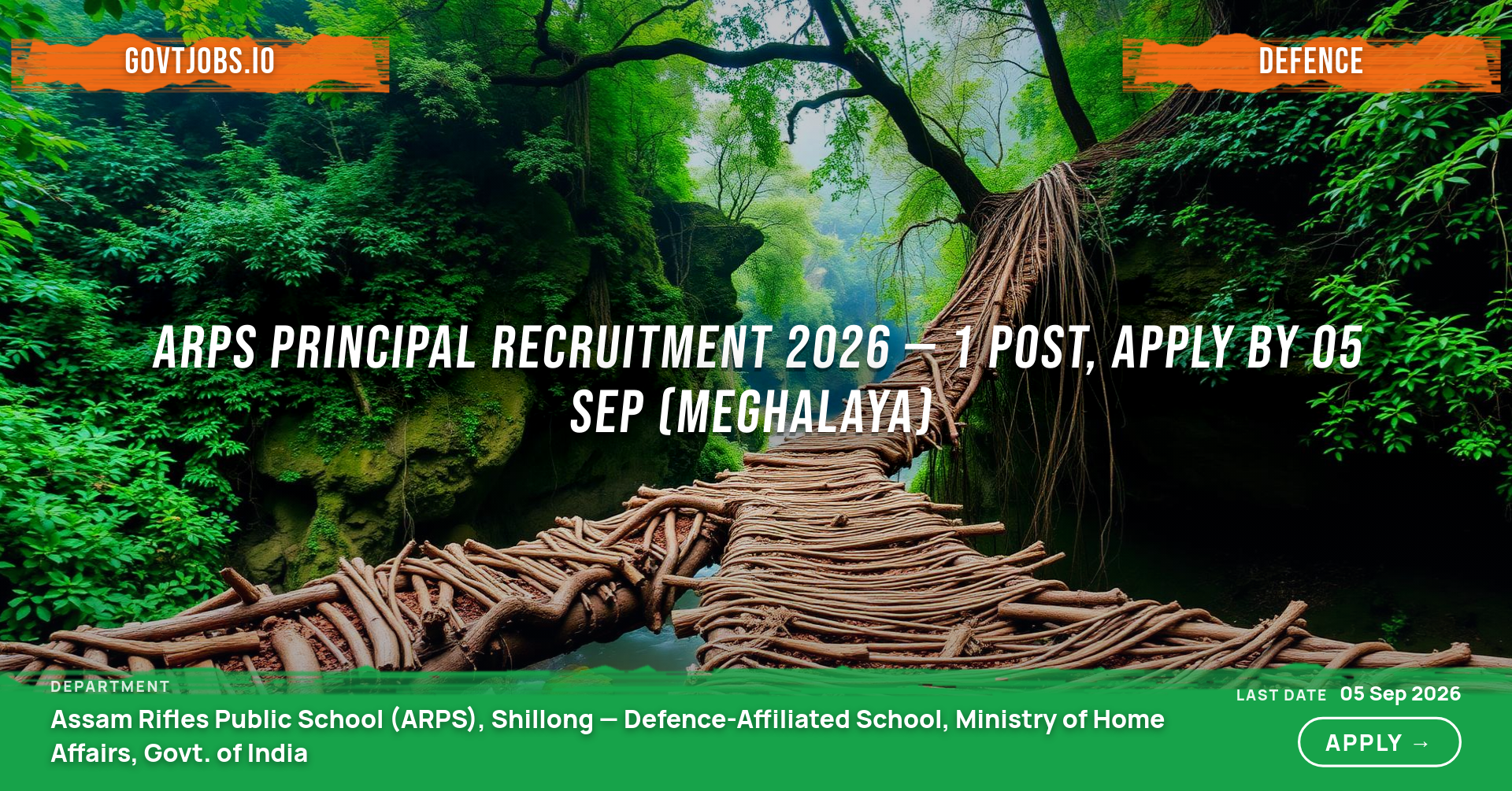 ARPS Principal Recruitment 2026 — 1 Post, Apply by 05 Sep (Meghalaya)