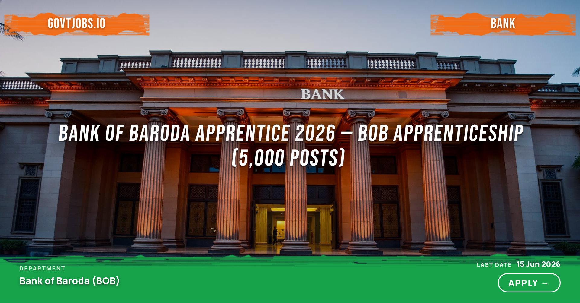 Bank of Baroda Apprentice 2026 — BOB Apprenticeship (5,000 Posts)