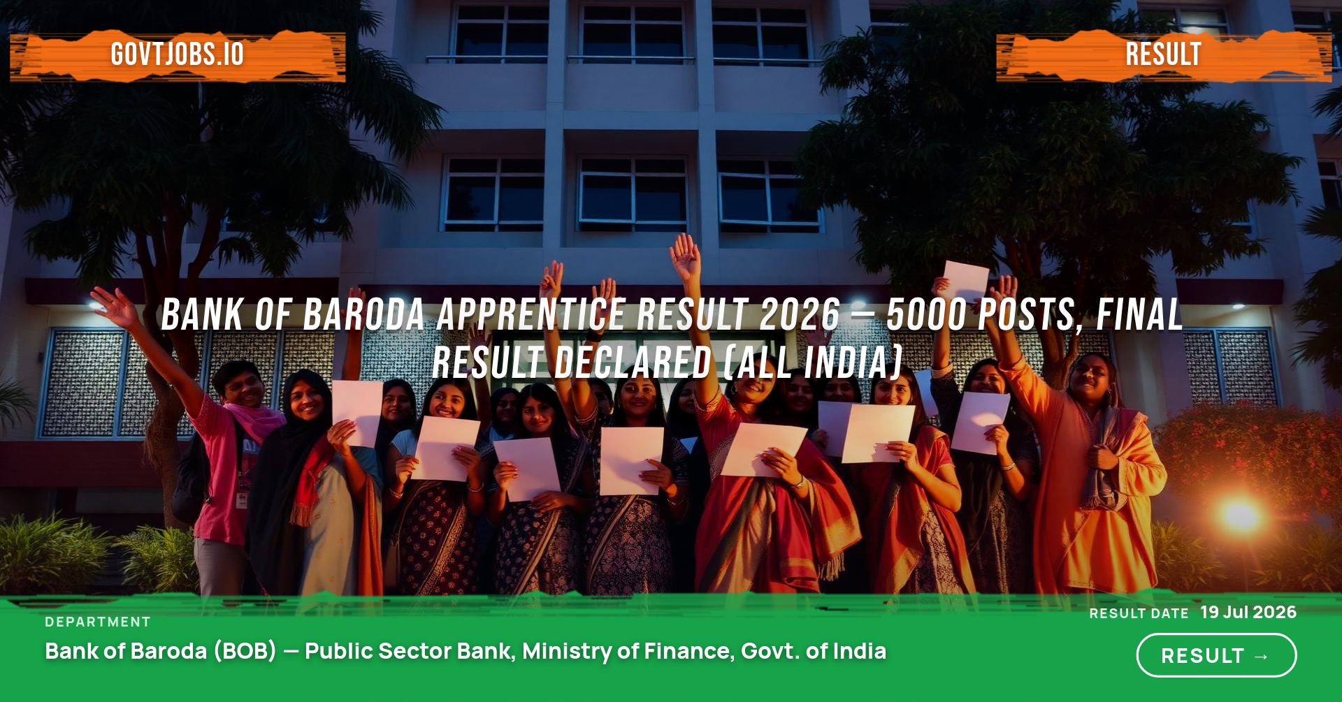 Bank of Baroda Apprentice Result 2026 — 5000 Posts, Final Result Declared (All India)