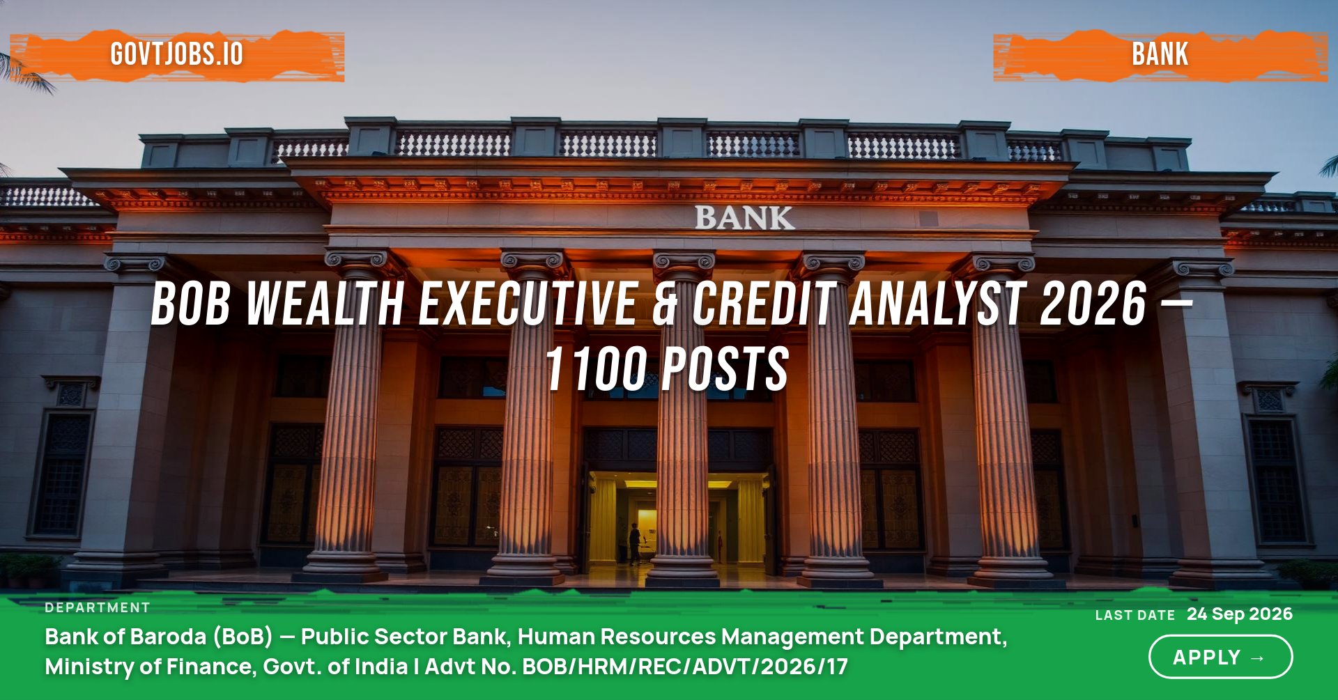 BoB Wealth Executive & Credit Analyst 2026 — 1100 Posts