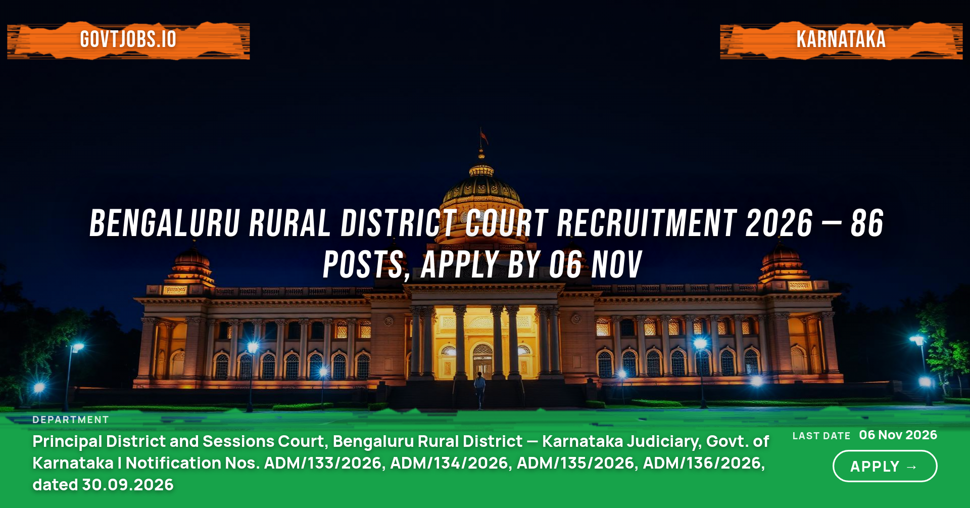 Bengaluru Rural District Court Recruitment 2026 — 86 Posts, Apply by 06 Nov