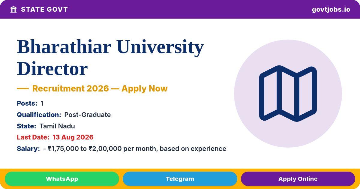 Bharathiar University Director Recruitment 2026 — 1 Post, Apply by 3 Sep (Tamil Nadu)