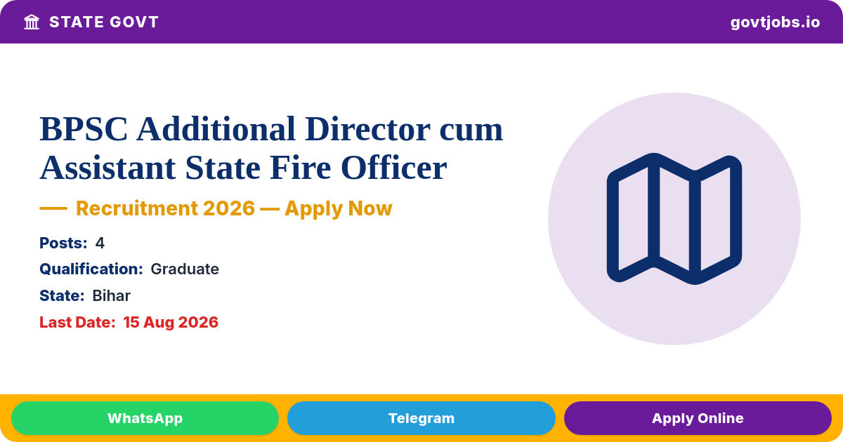 BPSC Additional Director cum Assistant State Fire Officer 2026 — 4 Posts, Apply by 15 Aug (Bihar)