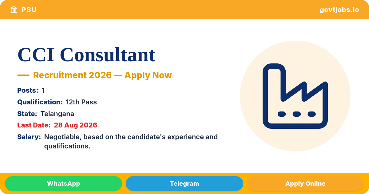 CCI Consultant (Chemical) Recruitment 2026 — Walk-in on 28 Aug