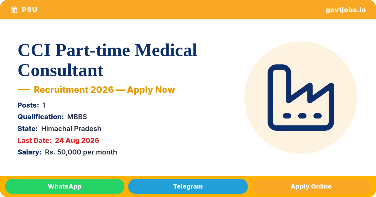 CCI Part-time Medical Consultant Recruitment 2026 — Walk-in on 24 Aug