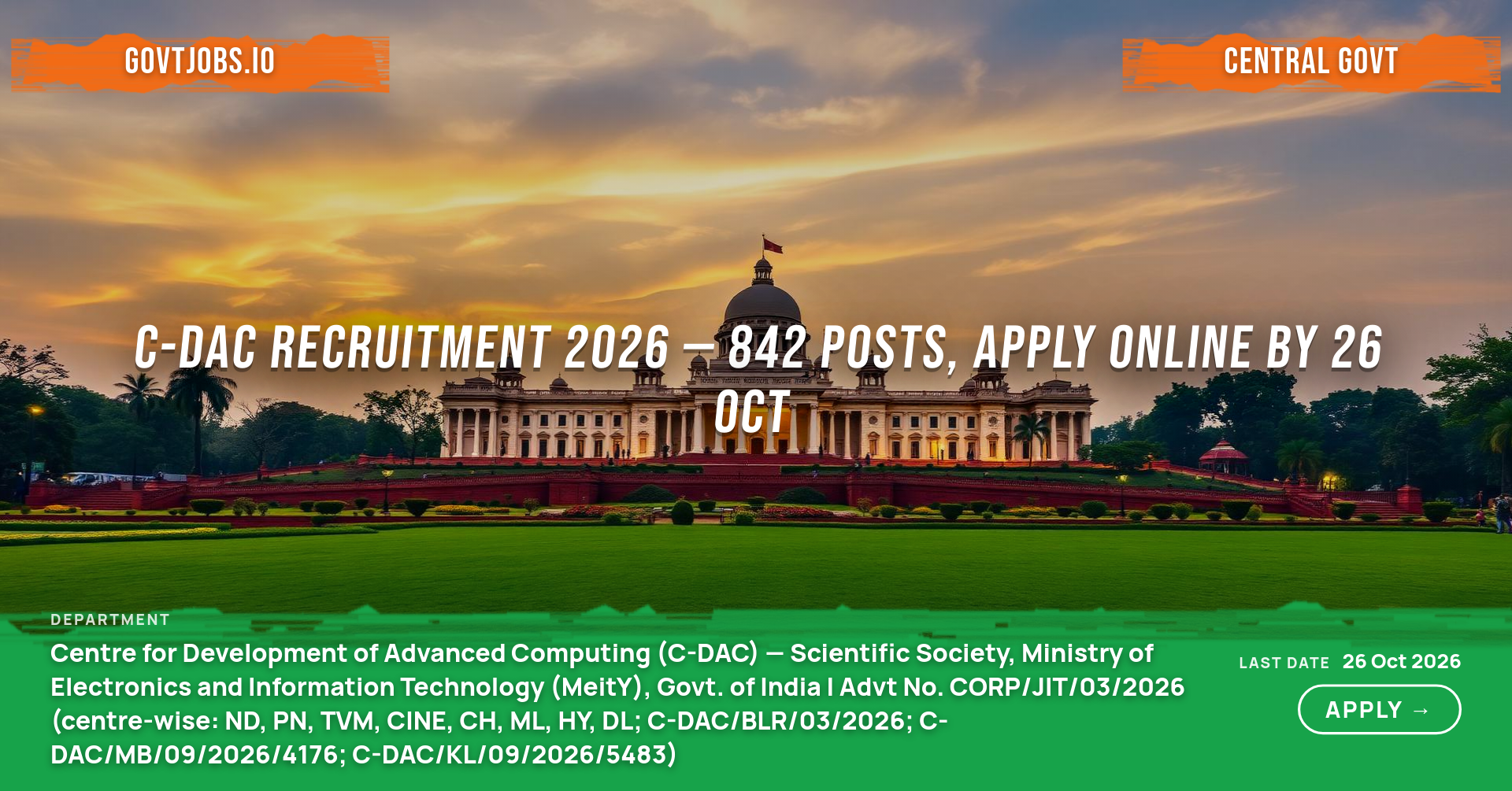 C-DAC Recruitment 2026 — 842 Posts, Apply Online by 26 Oct