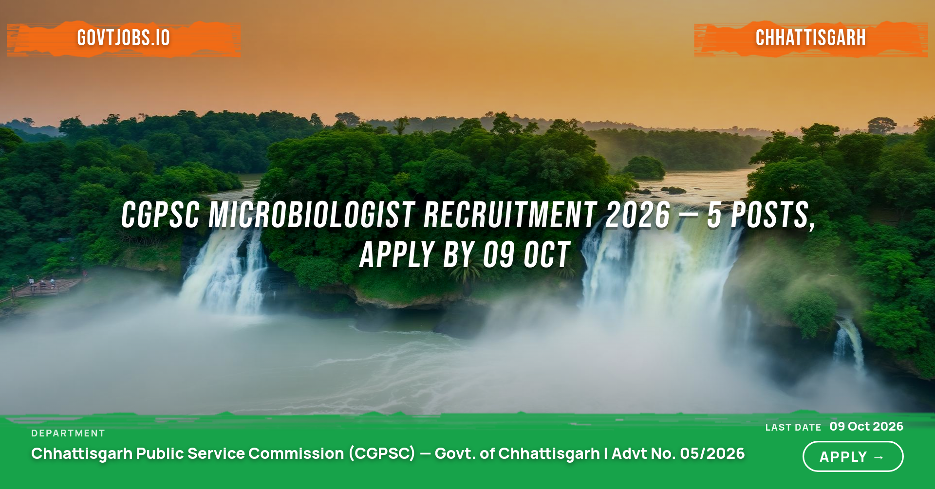 CGPSC Microbiologist Recruitment 2026 — 5 Posts, Apply by 09 Oct