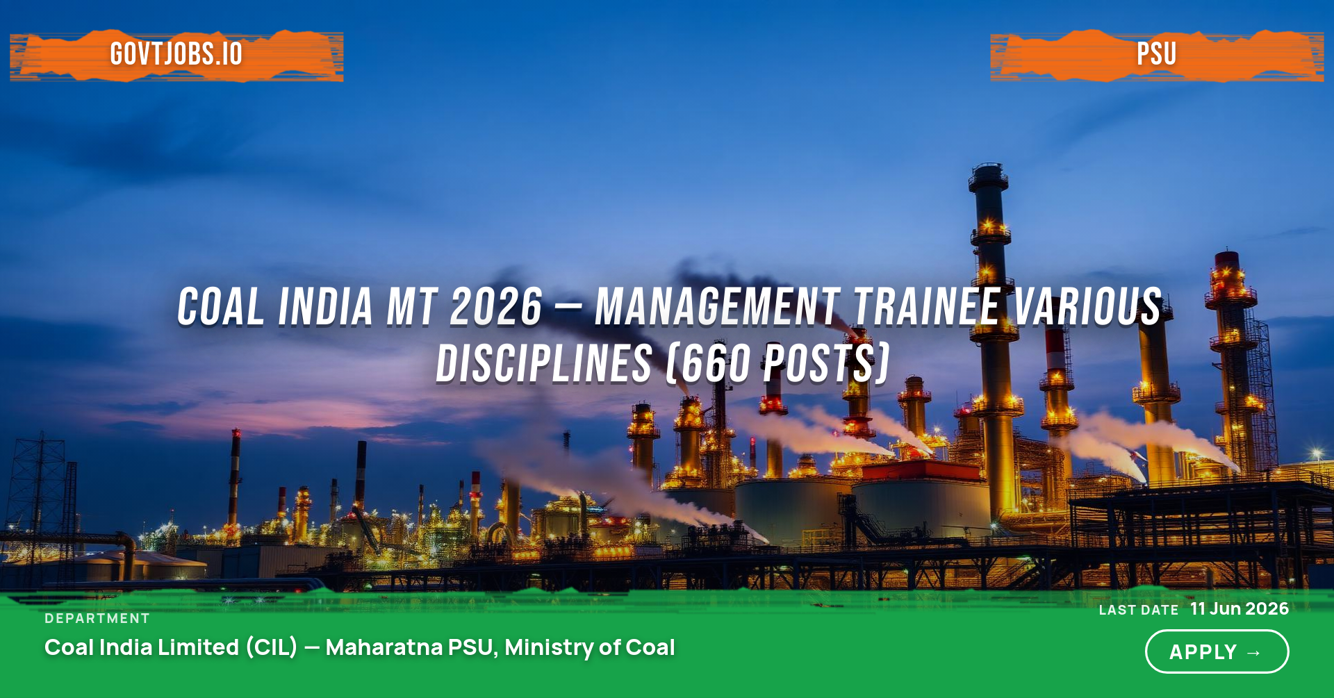 Coal India MT 2026 — Management Trainee Various Disciplines (660 Posts)