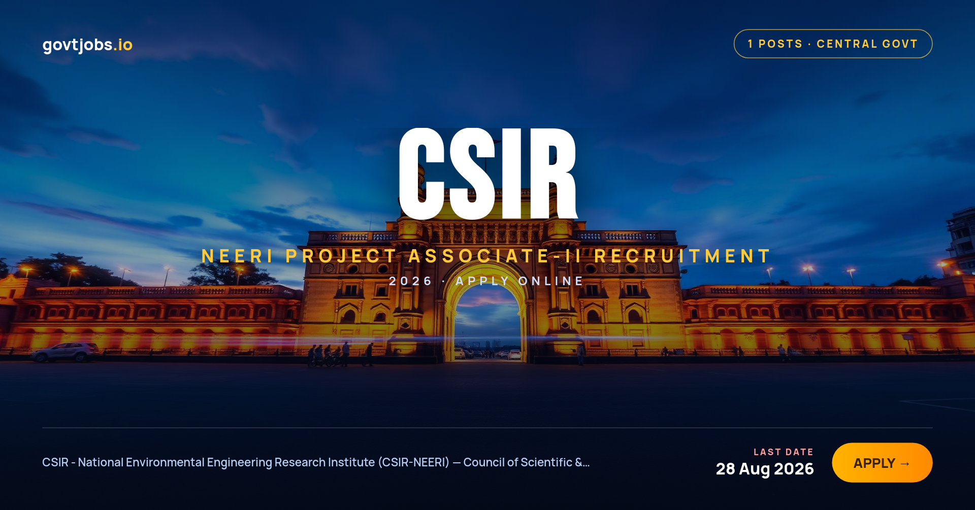 CSIR-NEERI Project Associate-II (EIAAPD) Recruitment 2026