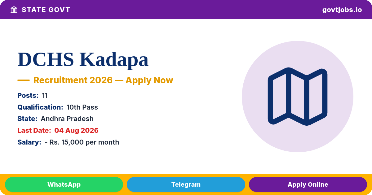 DCHS Kadapa Recruitment 2026 — 11 Theatre Assistant & GDA/MNO/FNO Posts, Apply by 04 Aug (Andhra Pradesh)