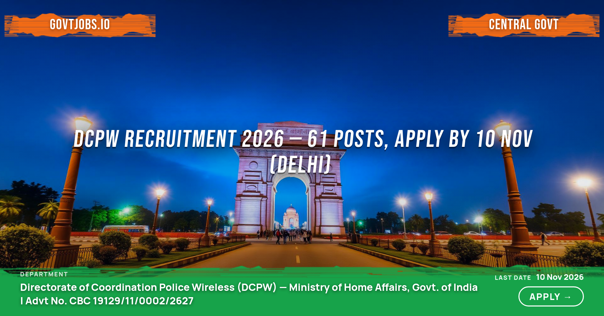DCPW Recruitment 2026 — 61 Posts, Apply by 10 Nov (Delhi)