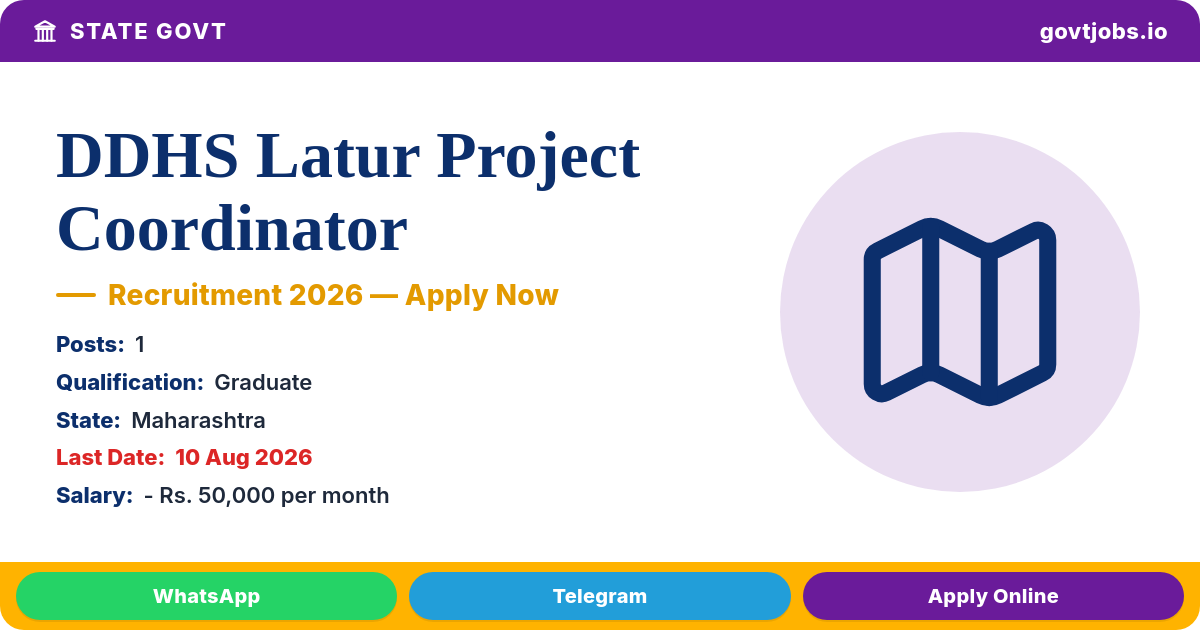 DDHS Latur Project Coordinator Recruitment 2026 - 1 Post