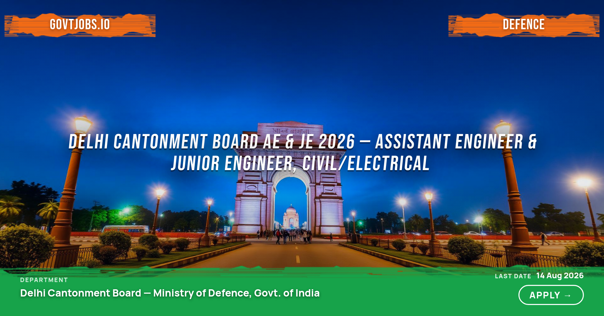 Delhi Cantonment Board AE & JE 2026 — Assistant Engineer & Junior Engineer, Civil/Electrical