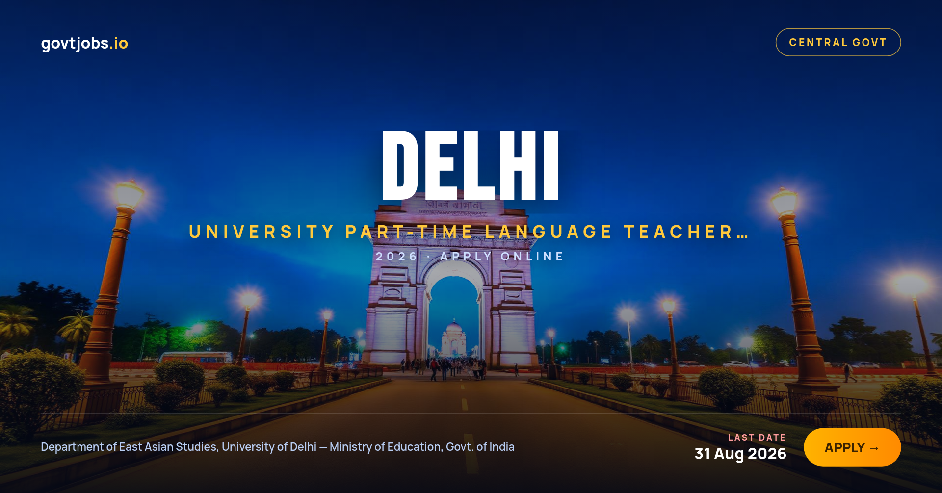 Delhi University Part-Time Language Teacher Recruitment 2026 (Chinese/Japanese/Korean)