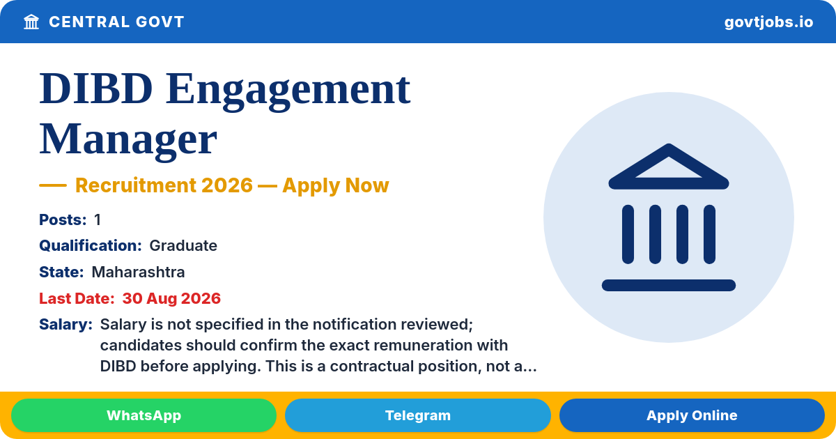 DIBD Engagement Manager 2026 — 1 Post, Mumbai, Apply by 30 Aug