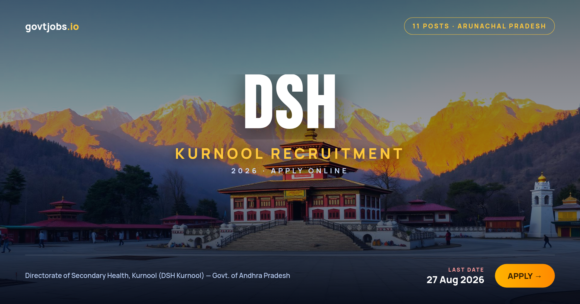 DSH Kurnool Recruitment 2026 — 11 Posts, Walk-in on 27 Aug