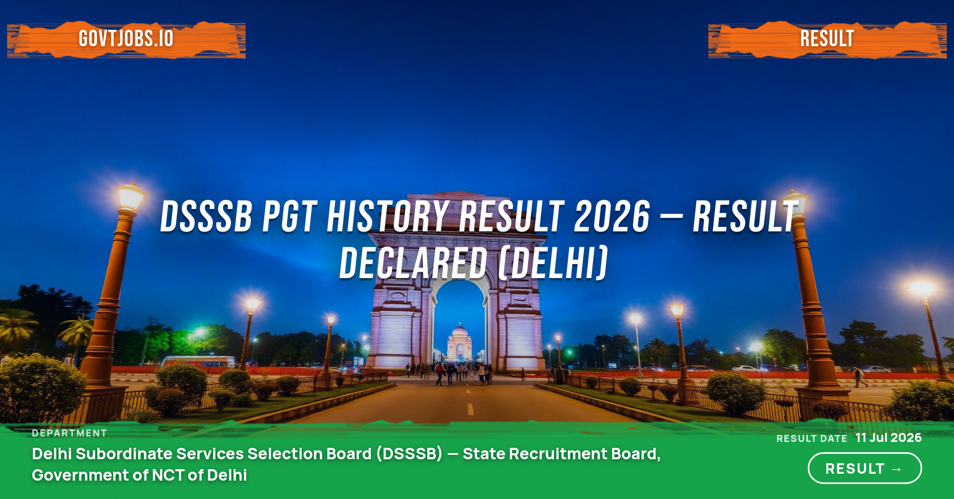 DSSSB PGT History Result 2026 — Result Declared (Delhi)