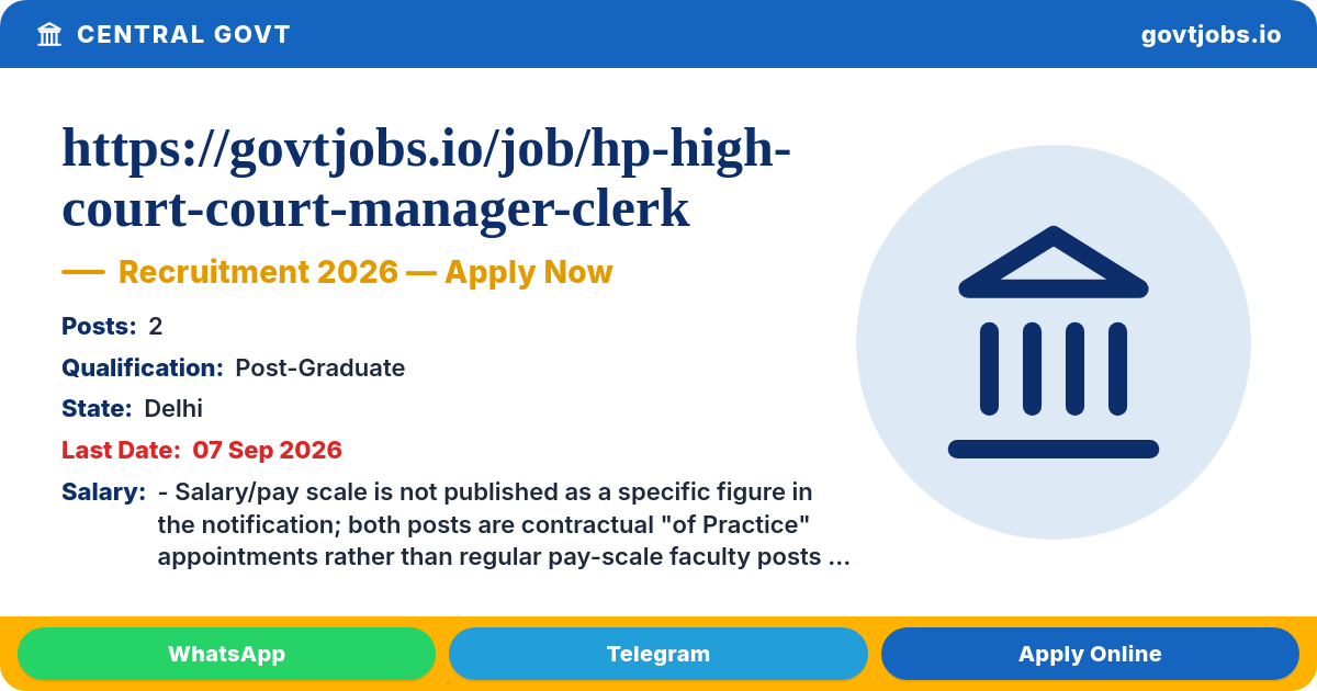 DTU Recruitment 2026 — 2 Posts (Professor/Asst Professor of Practice), Apply by 07 Sep