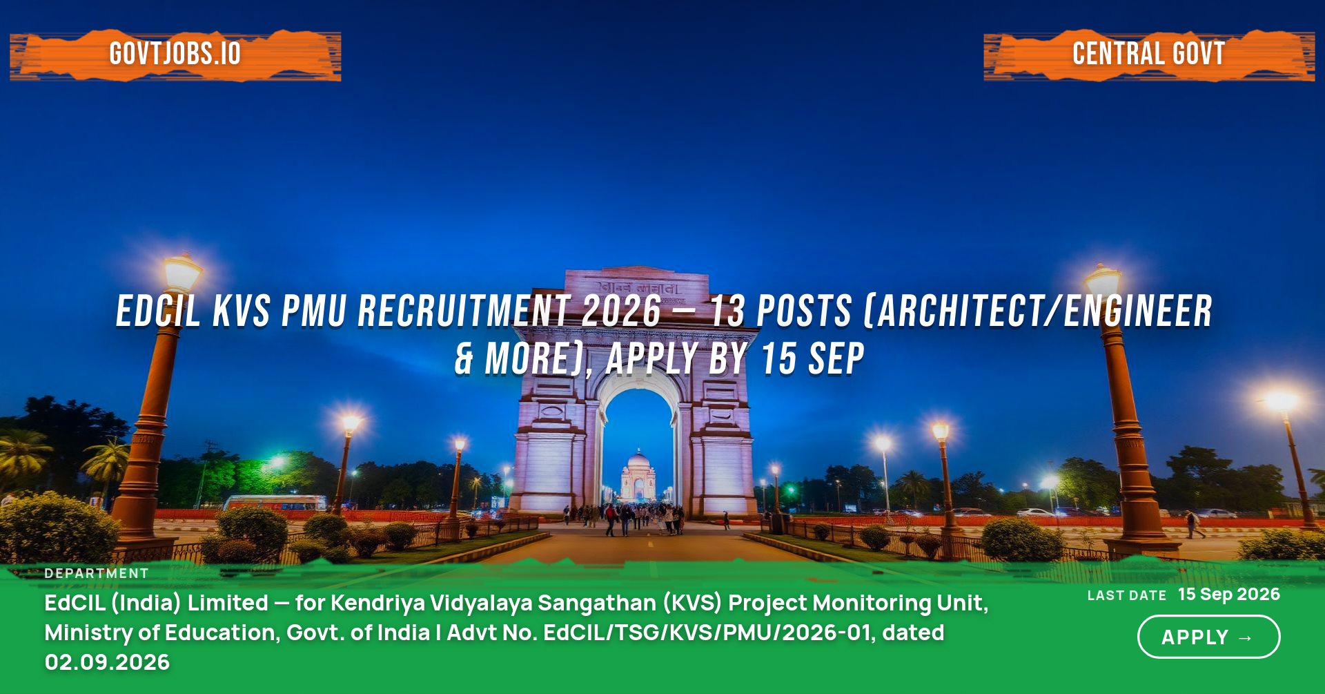 EdCIL KVS PMU Recruitment 2026 — 13 Posts (Architect/Engineer & More), Apply by 15 Sep