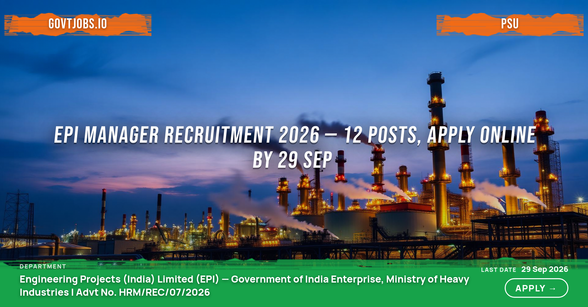 EPI Manager Recruitment 2026 — 12 Posts, Apply Online by 29 Sep