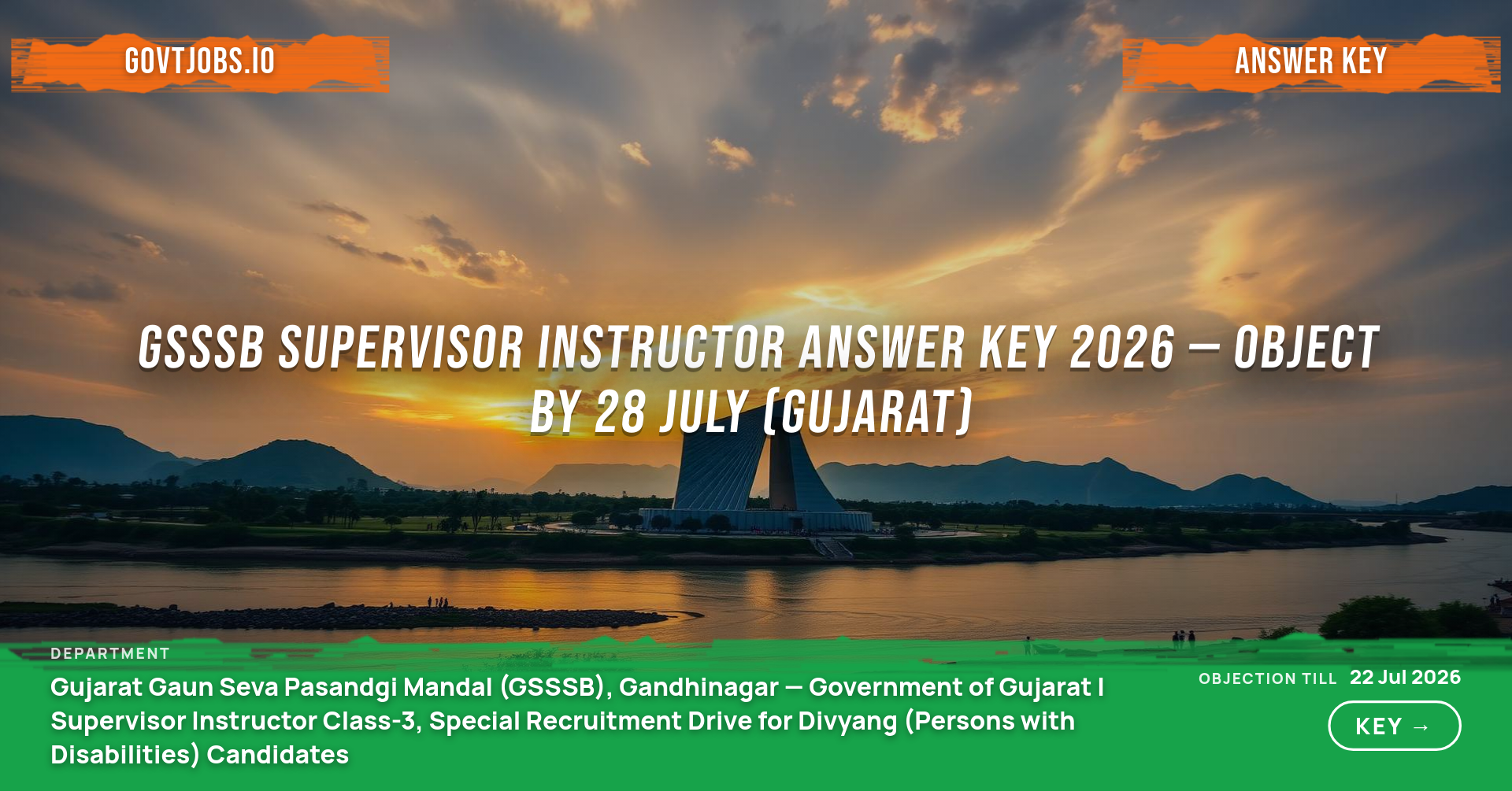 GSSSB Supervisor Instructor Answer Key 2026 — Object by 28 July (Gujarat)