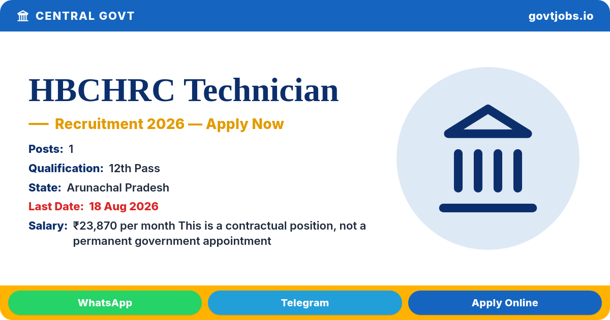 HBCHRC Technician (CSSD) 2026 — 1 Post, Walk-in 18 Aug