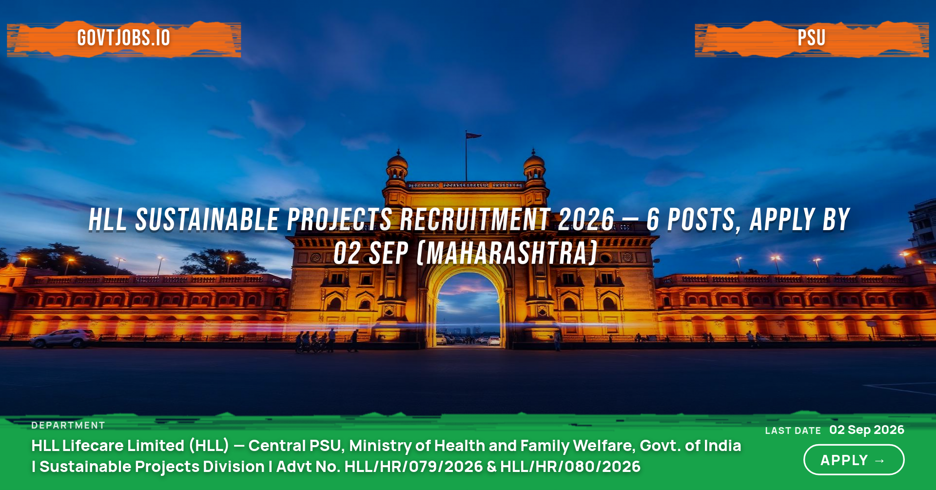 HLL Sustainable Projects Recruitment 2026 — 6 Posts, Apply by 02 Sep (Maharashtra)