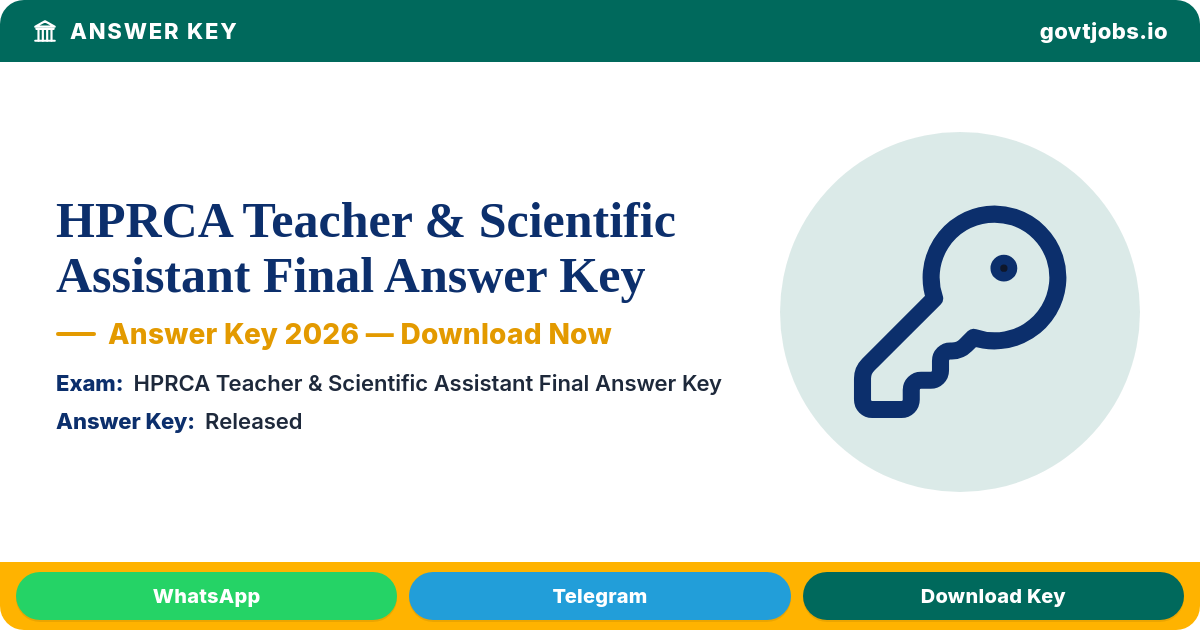 HPRCA Teacher & Scientific Assistant Final Answer Key 2026 — Released (Himachal Pradesh)