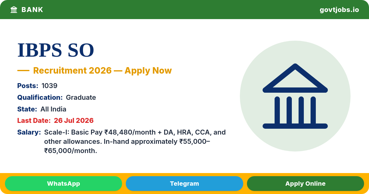 IBPS SO 2026 — CRP SPL XVI, Specialist Officer in 11 Public Sector Banks (1035 Posts)