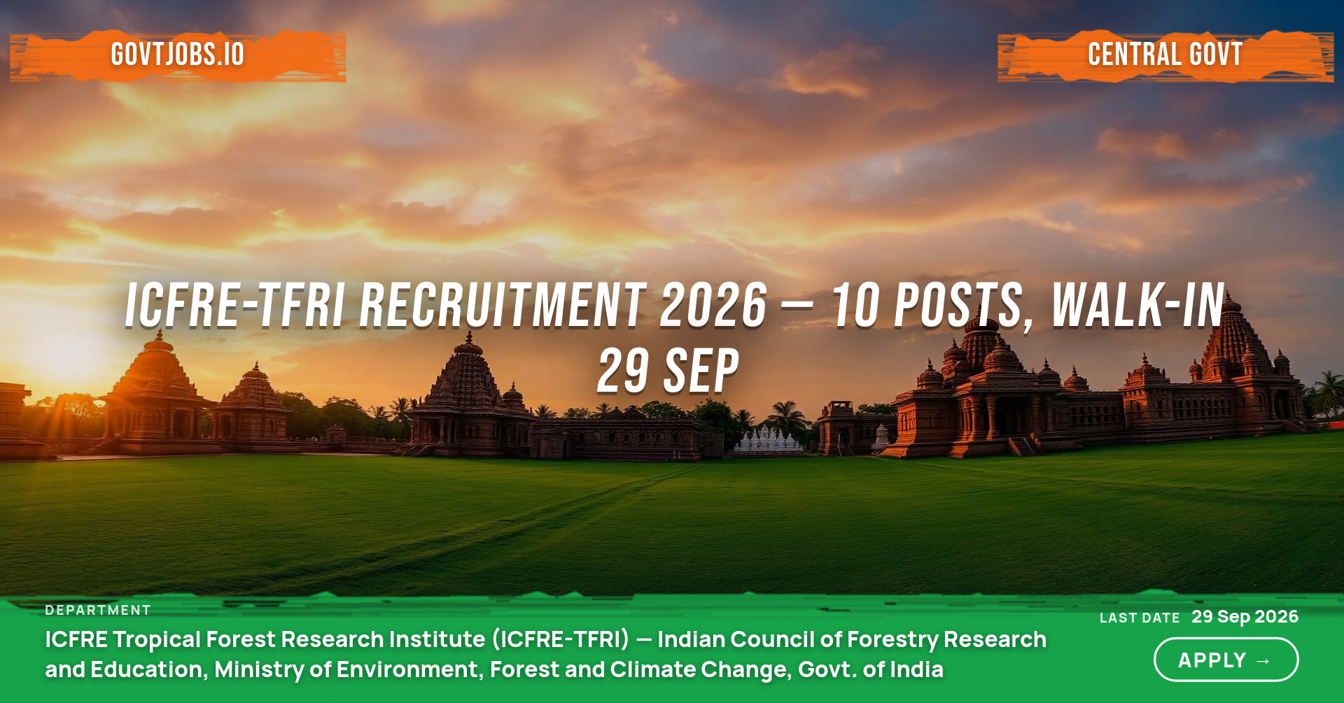 ICFRE-TFRI Recruitment 2026 — 10 Posts, Walk-in 29 Sep