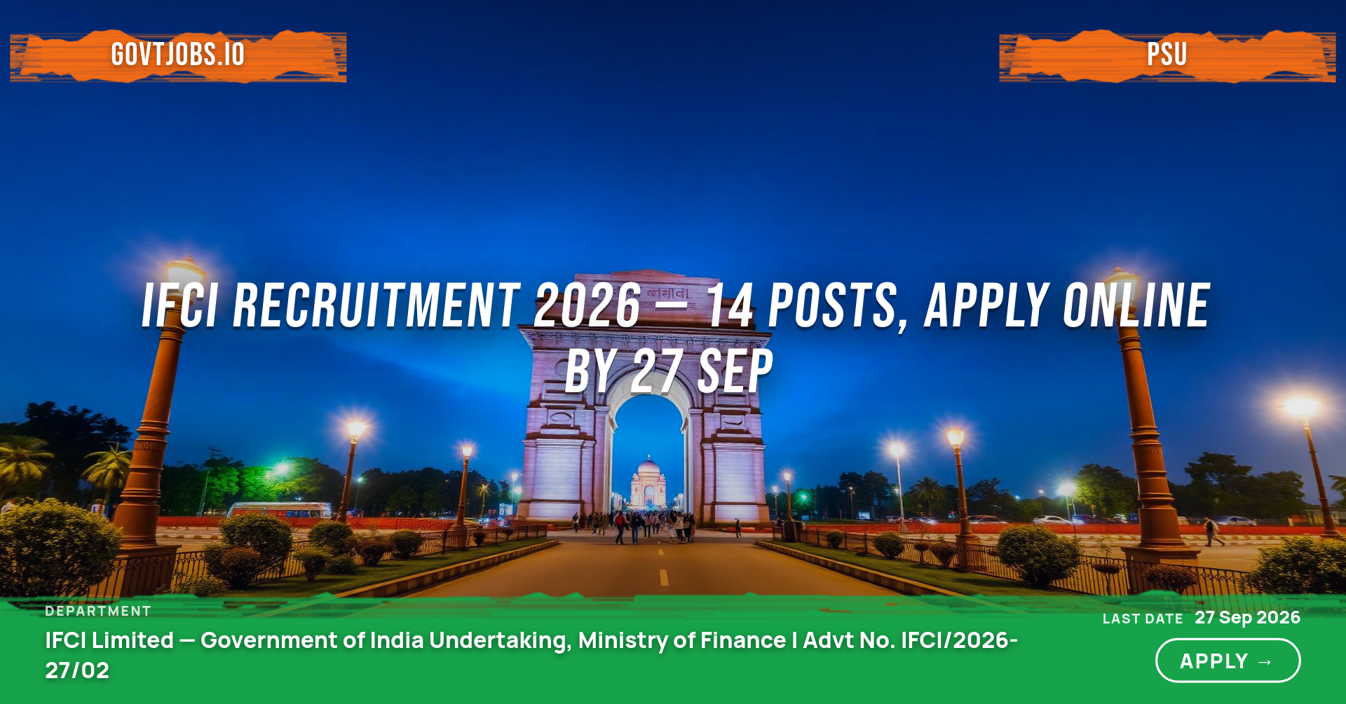 IFCI Recruitment 2026 — 14 Posts, Apply Online by 27 Sep