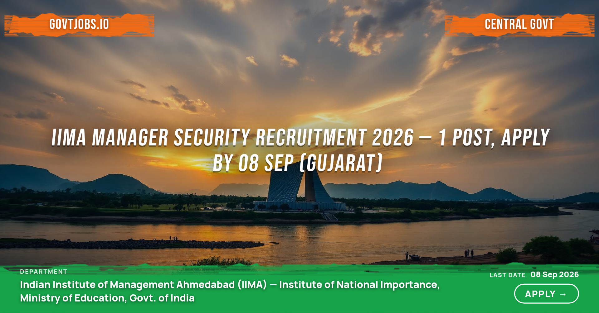 IIMA Manager Security Recruitment 2026 — 1 Post, Apply by 08 Sep (Gujarat)