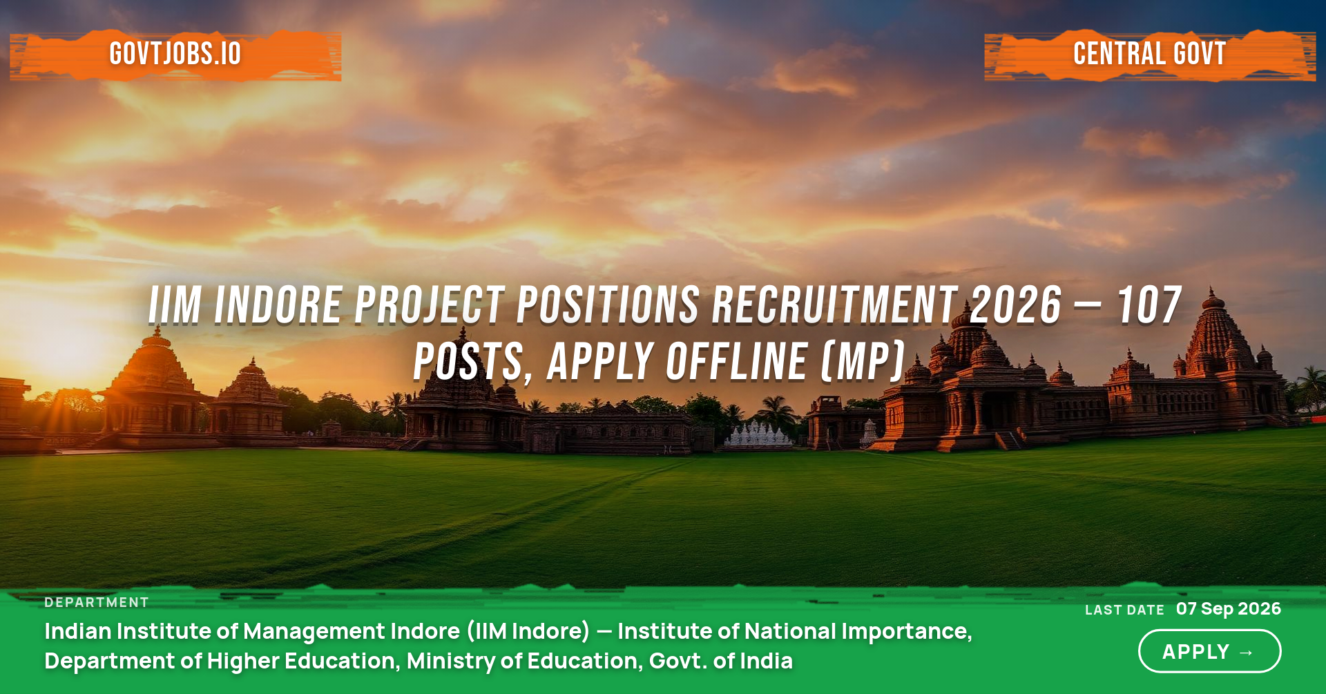 IIM Indore Project Positions Recruitment 2026 — 107 Posts, Apply Offline (MP)