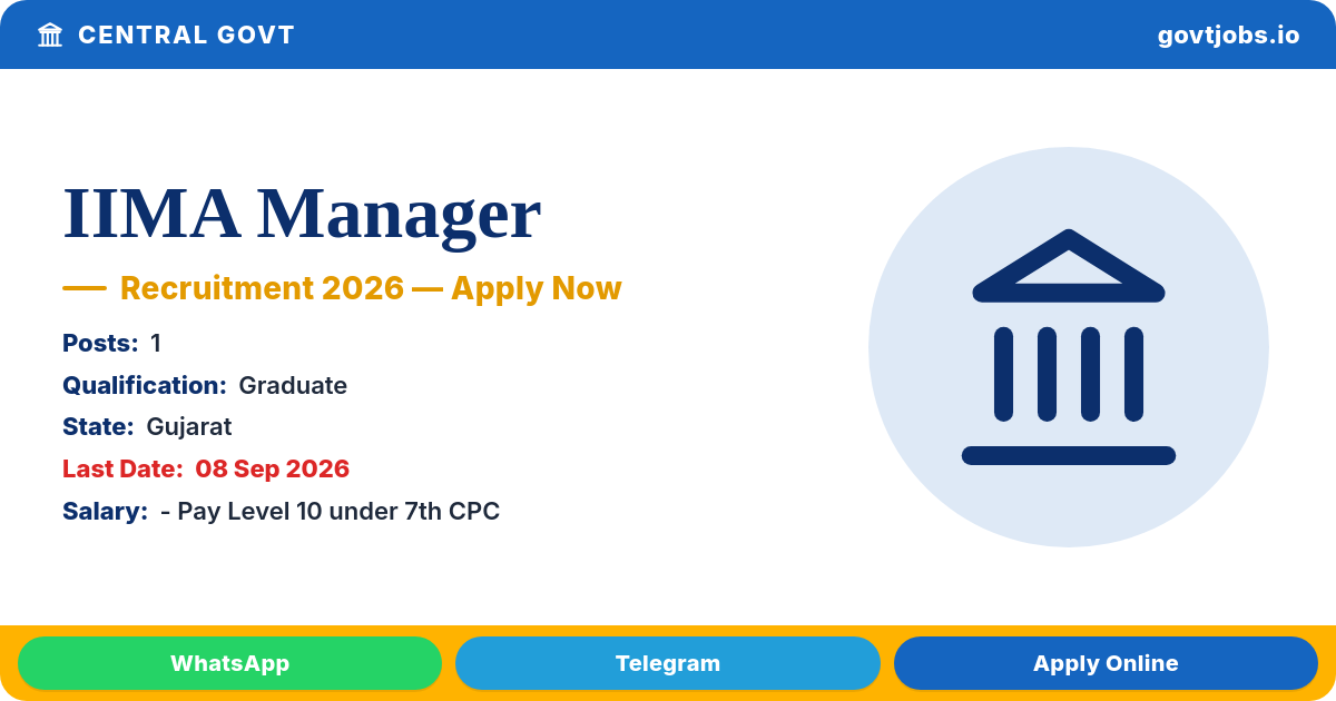 IIMA Manager - Security Recruitment 2026 — 1 Post, Apply by 8 Sep