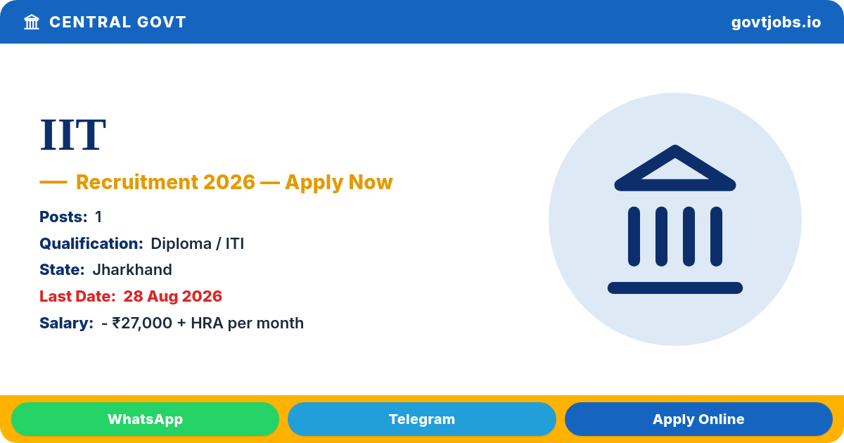 IIT (ISM) Dhanbad Project Assistant Recruitment 2026 — 1 Post, Email by 28 Aug