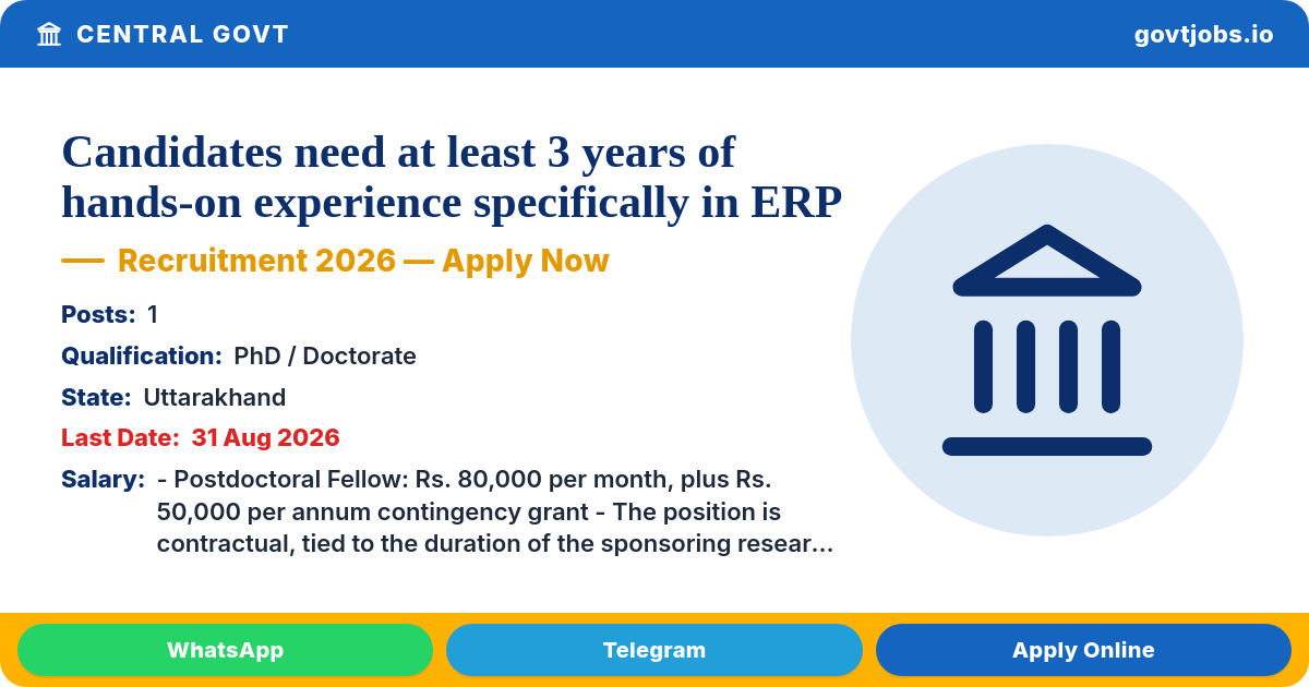 Candidates need at least 3 years of hands-on experience specifically in ERP (Enterprise Resource Planning) system project implementation, not just general IT or software development experience.