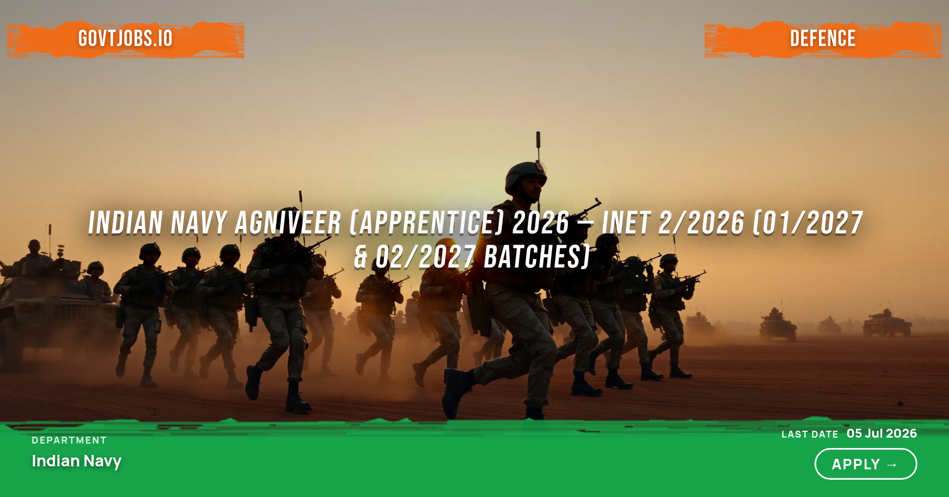 Indian Navy Agniveer (Apprentice) 2026 — INET 2/2026 (01/2027 & 02/2027 Batches)