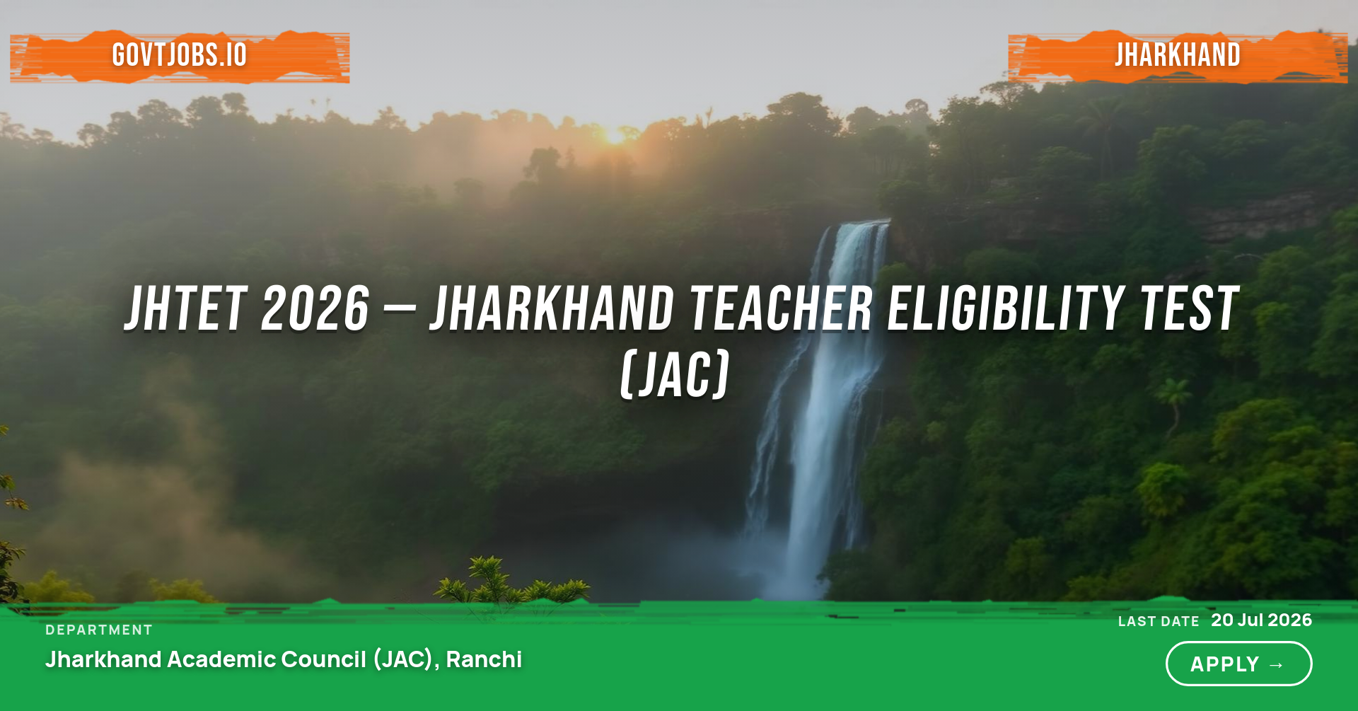 JHTET 2026 — Jharkhand Teacher Eligibility Test (JAC)