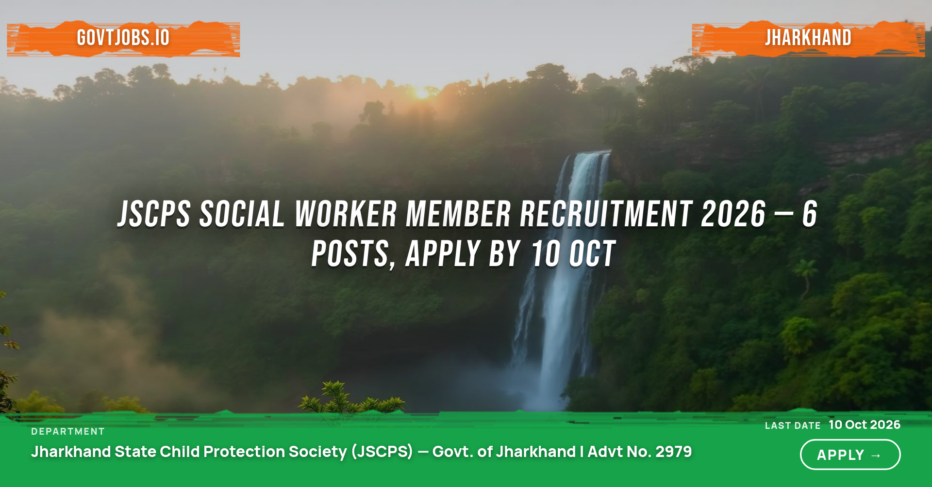 JSCPS Social Worker Member Recruitment 2026 — 6 Posts, Apply by 10 Oct