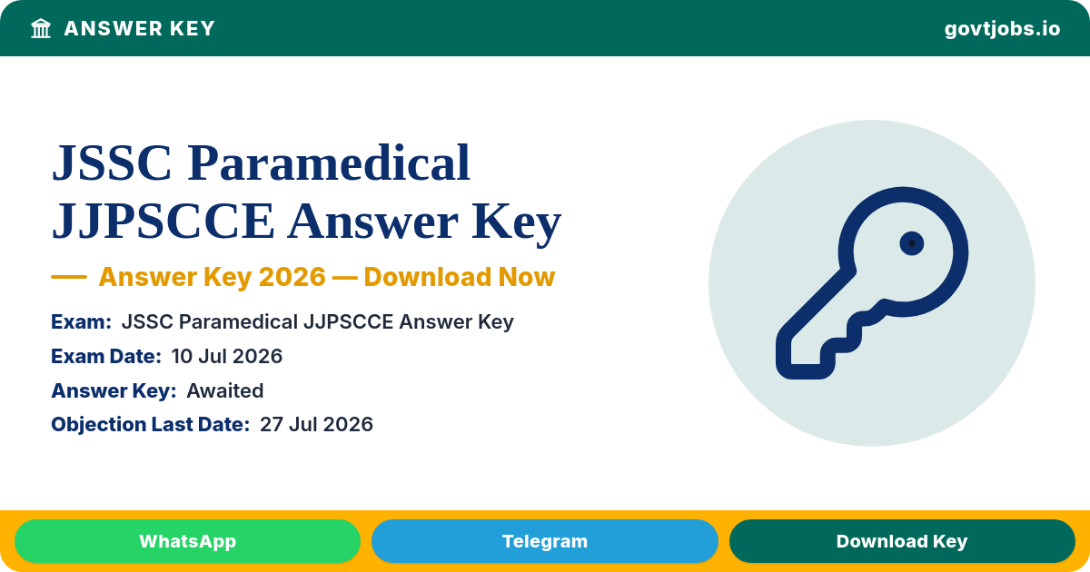 JSSC Paramedical JJPSCCE 2025 Answer Key 2026 — Object by 27 Jul (Jharkhand)