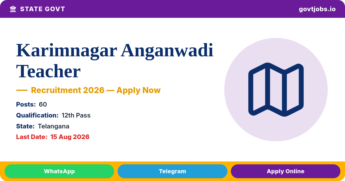 Karimnagar Anganwadi Teacher Recruitment 2026 — 60 Posts, Apply by 15 Aug (Telangana)