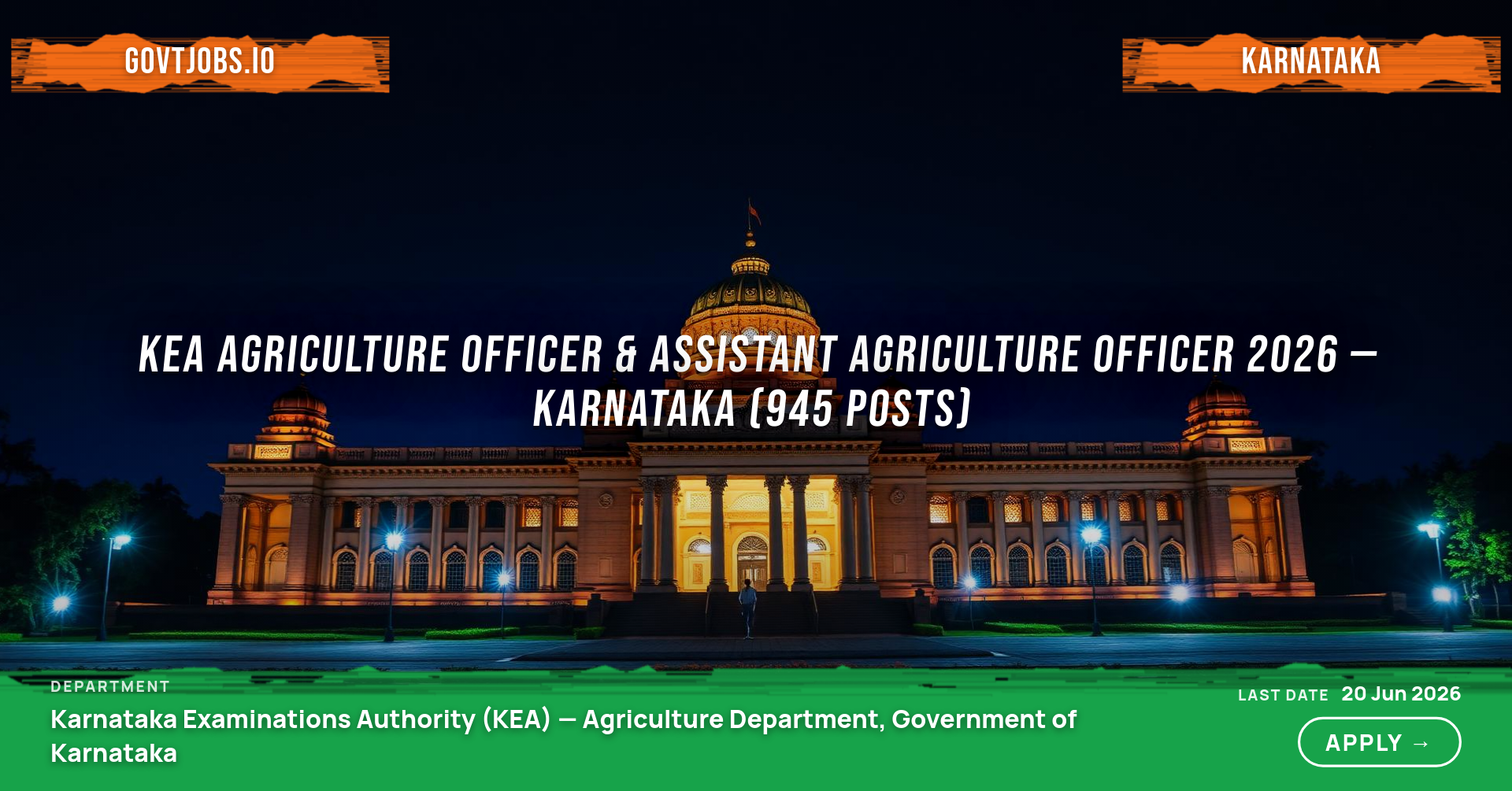 KEA Agriculture Officer & Assistant Agriculture Officer 2026 — Karnataka (945 Posts)