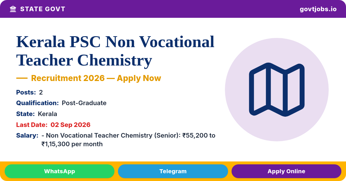 Kerala PSC Non Vocational Teacher Chemistry 2026 (ST)