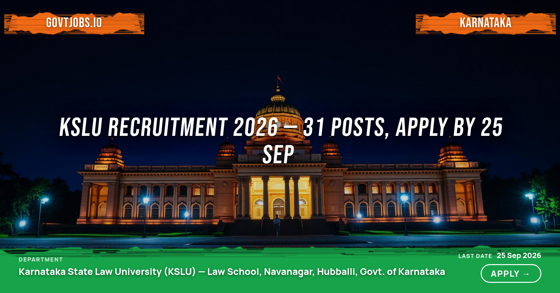 KSLU Recruitment 2026 — 31 Posts, Apply by 25 Sep