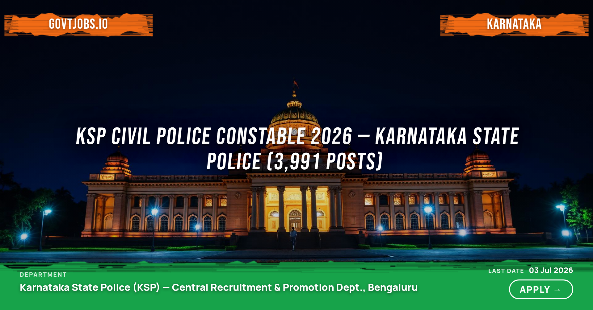 KSP Civil Police Constable 2026 — Karnataka State Police (3,991 Posts)