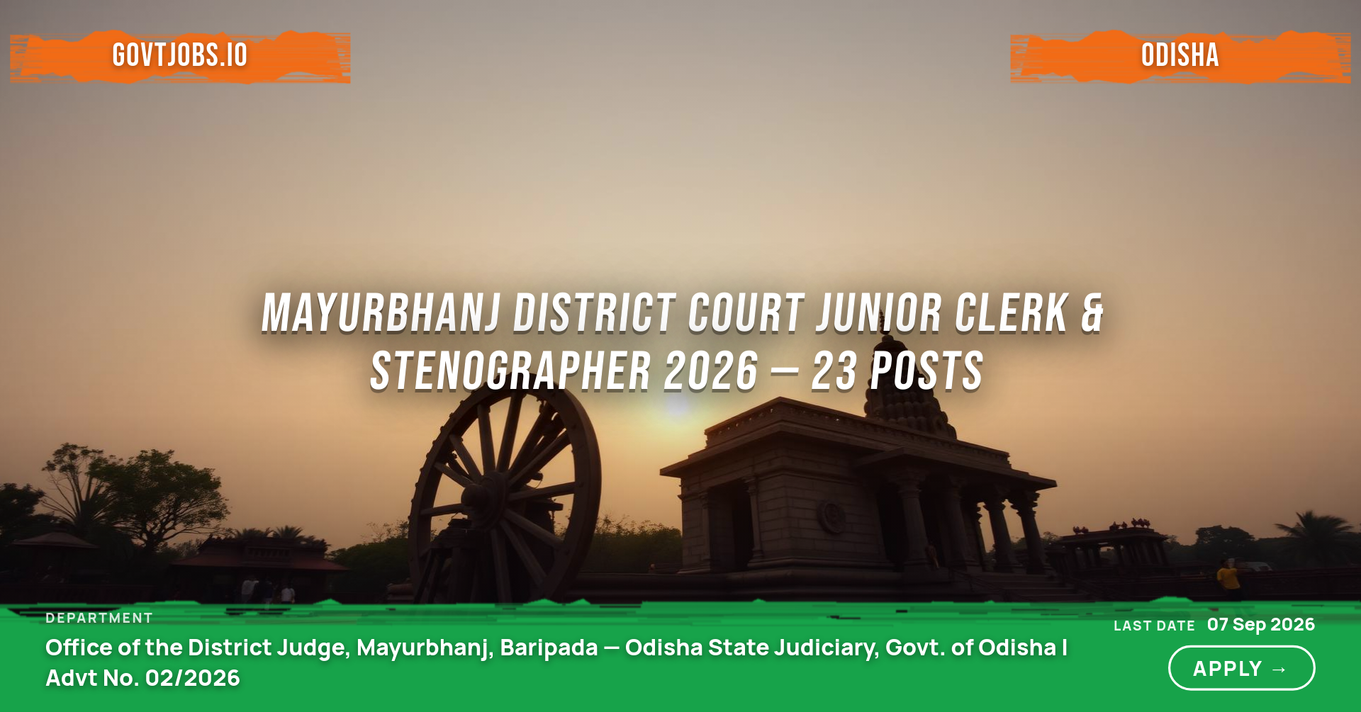 Mayurbhanj District Court Junior Clerk & Stenographer 2026 — 23 Posts
