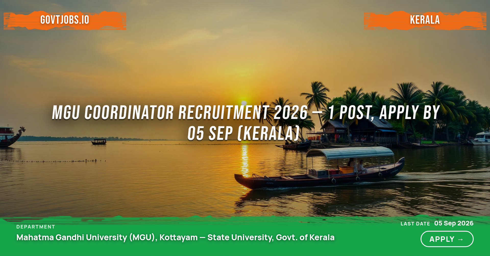 MGU Coordinator Recruitment 2026 — 1 Post, Apply by 05 Sep (Kerala)