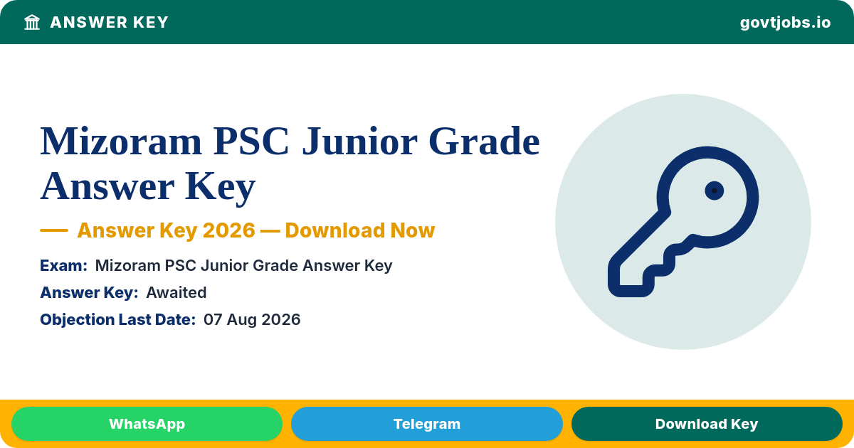 Mizoram PSC Junior Grade Answer Key 2026 — Objections by 07 Aug (Mizoram)